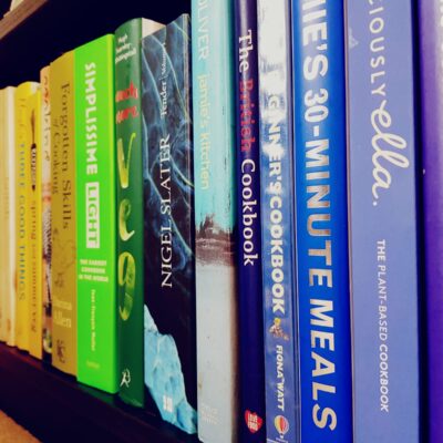 example recipe books rainbow shelf